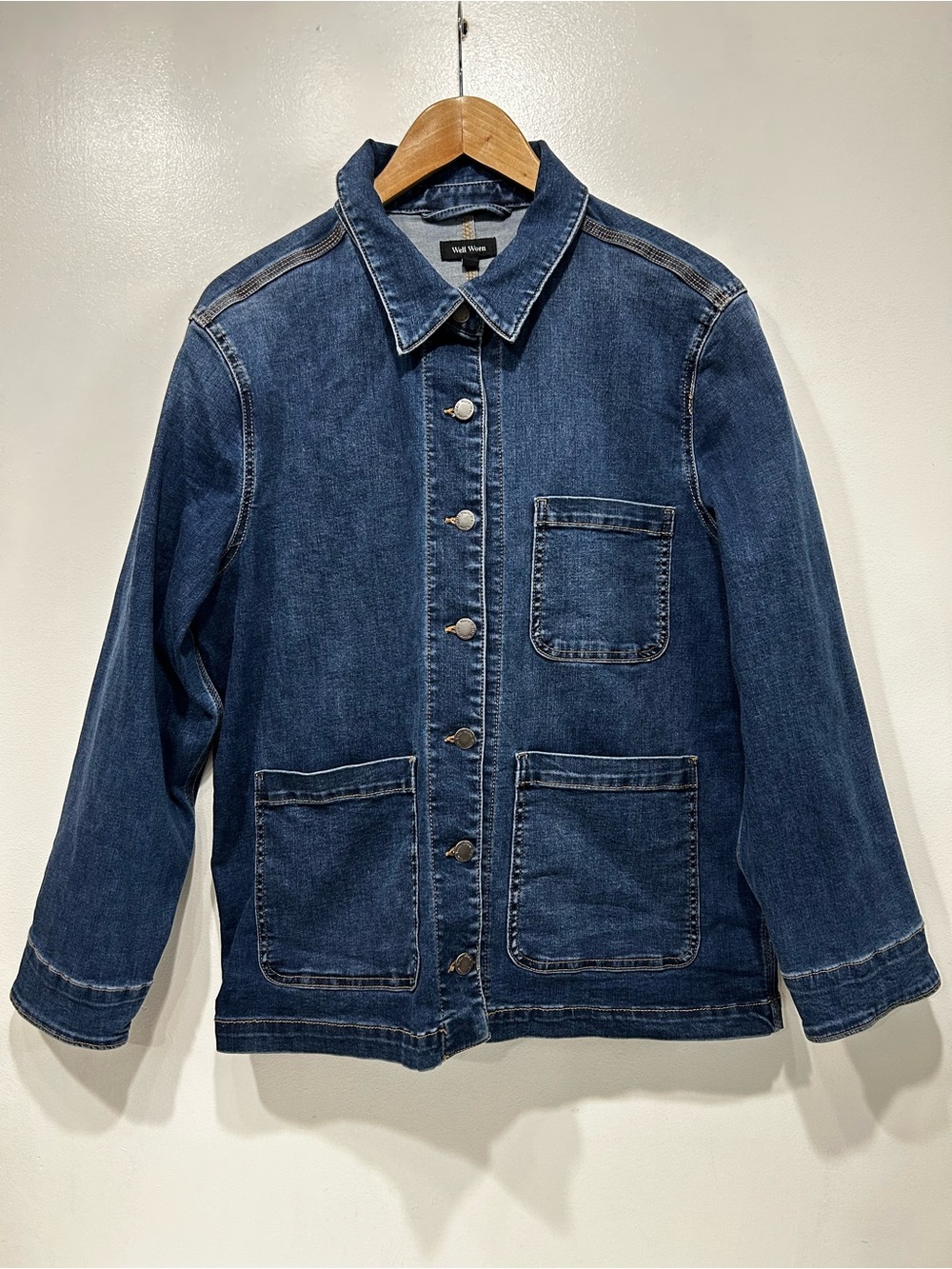 WELL WORN Women’s Denim Barn Jacket Blue Chore Utility Coat Size L/G